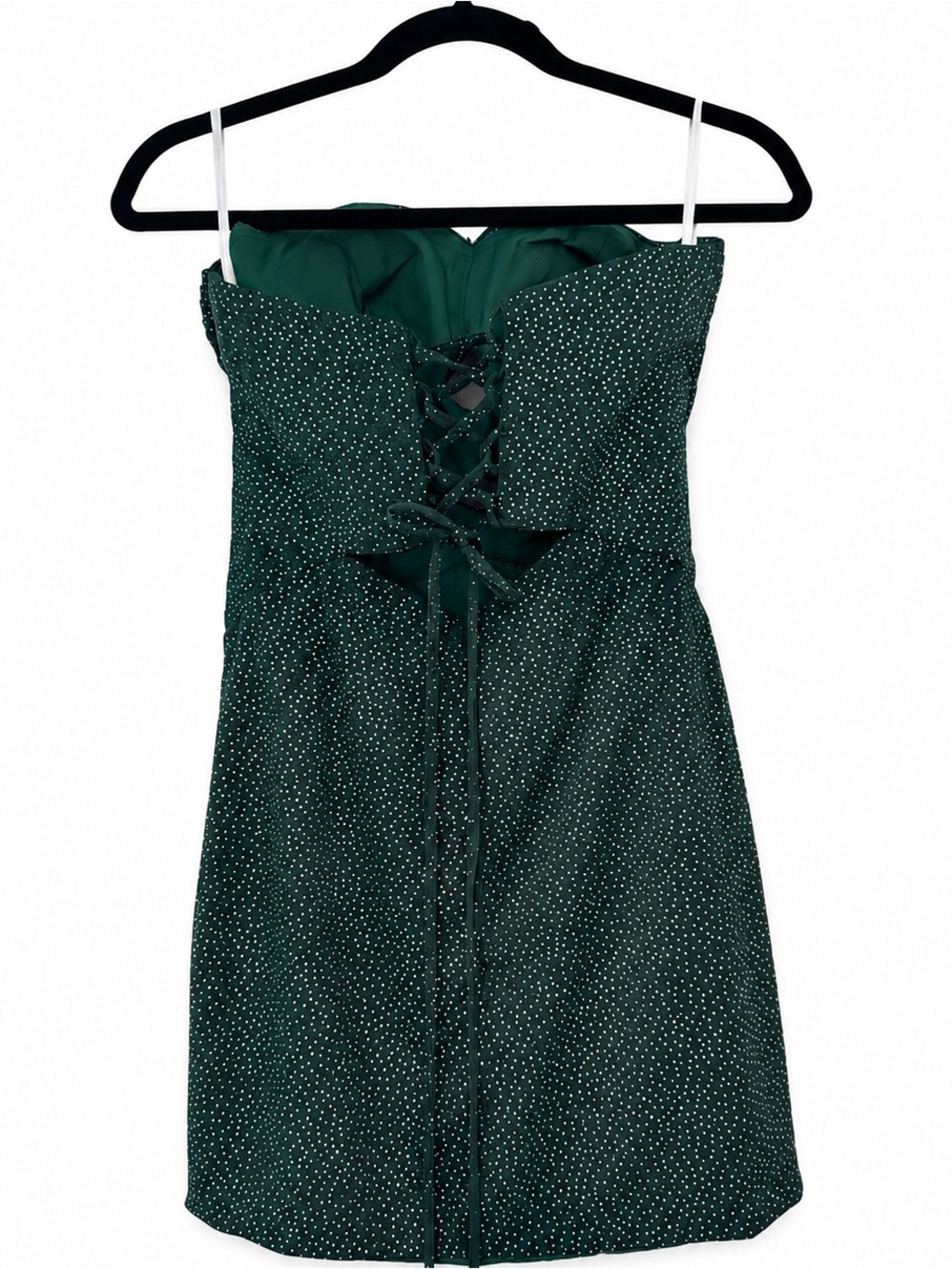 Forest Green Sparkle Strapless Cutout Corset Party Formal Mini Dress NWOT - Picture 5 of 5